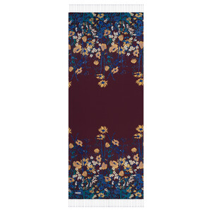 Plum Spring Cascade Print Silk Scarf - Thumbnail