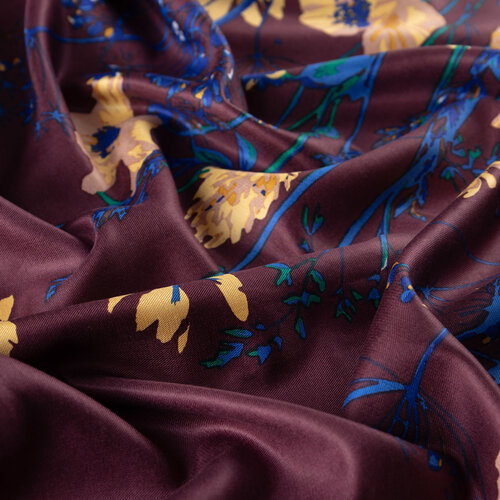 Plum Spring Cascade Print Silk Scarf