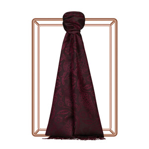 Plum Tulip Jacquard Silk Scarf - Thumbnail