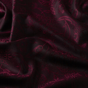 Plum Tulip Jacquard Silk Scarf - Thumbnail