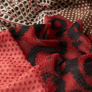 Polka Dream Print Wool Silk Scarf Model 02 - Thumbnail