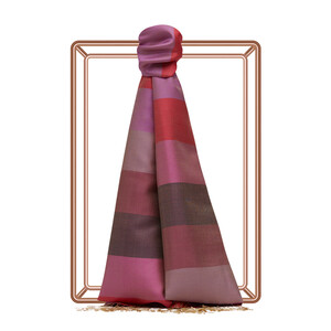 ipekevi - Pomegranate Flower Block Striped Reversible Silk Scarf (1)
