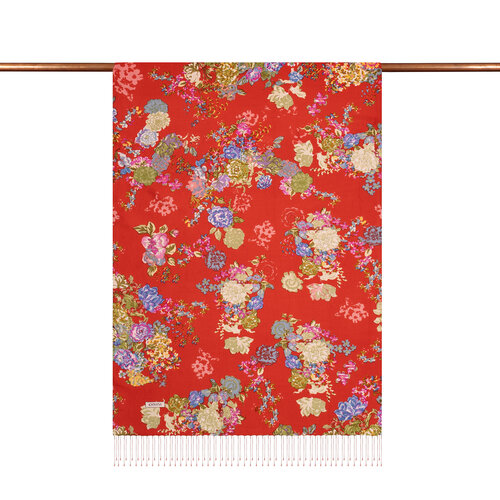 Pomegranate Flower Waterside Garden Printed Silk Shawl