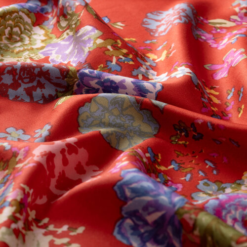 Pomegranate Flower Waterside Garden Printed Silk Shawl