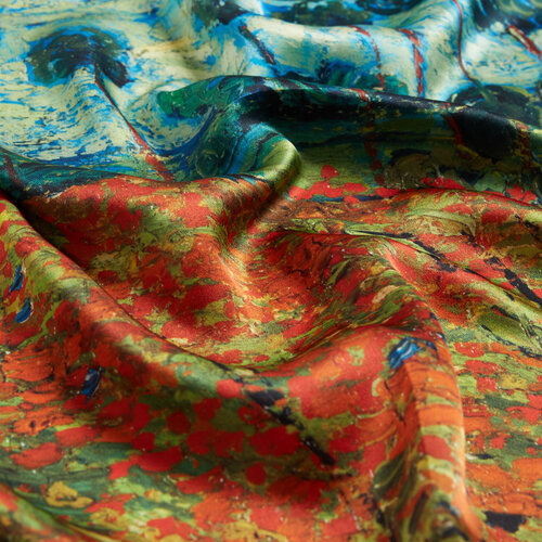 Poppy Field Satin Silk Pocket Square