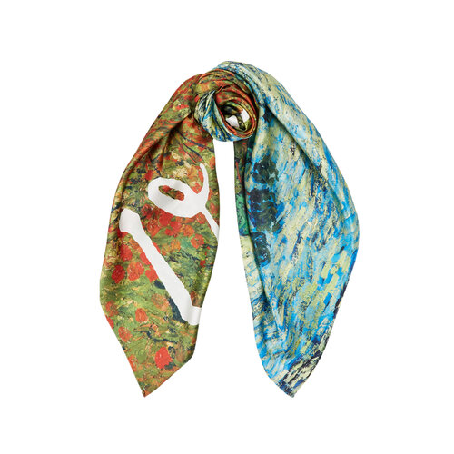 Poppy Field Satin Silk Scarf