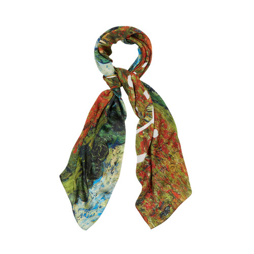 Poppy Field Satin Silk Scarf