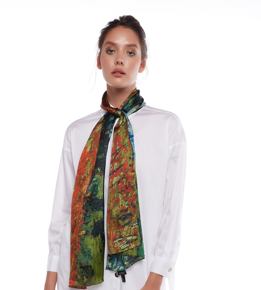 トップス YOSHUYUKI Silk Scarf Patterned Satin Top Satin Scarf Top in Tank Tops | Vince