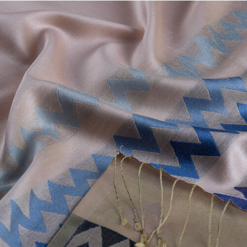 Powder Blue Zizgag Silk Scarf