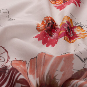 Powder Burgundy Single Bloom Cotton Scarf - Thumbnail