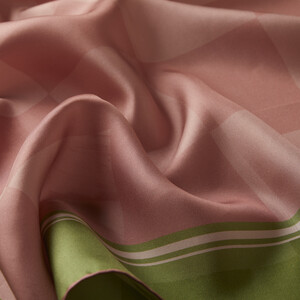 Powder Green Checkered Twill Silk Scarf - Thumbnail