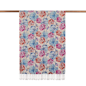  Powder Lotus Pattern Silk Scarf - Thumbnail