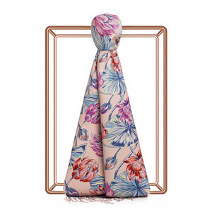 ipekevi - Powder Lotus Pattern Silk Scarf