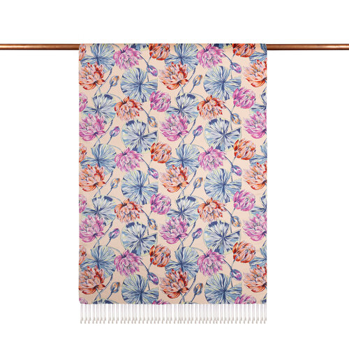  Powder Lotus Pattern Silk Scarf
