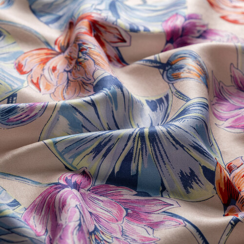  Powder Lotus Pattern Silk Scarf