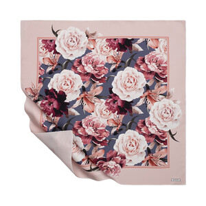 Powder Navy Bouguet Twill Silk Scarf - Thumbnail