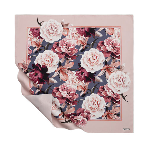 Powder Navy Bouguet Twill Silk Scarf