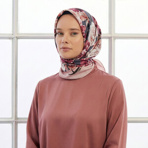 Powder Navy Bouguet Twill Silk Scarf - Thumbnail