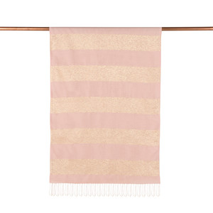 ipekevi - Powder Pink Block Lurex Striped Silk Scarf (1)