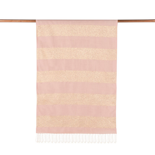 Powder Pink Block Lurex Striped Silk Scarf