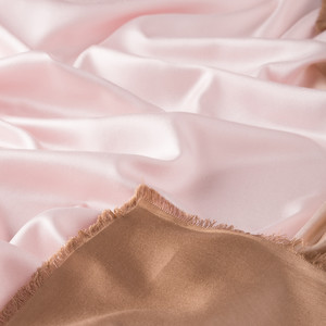 Powder Pink Brown Gradient Silk Scarf - Thumbnail