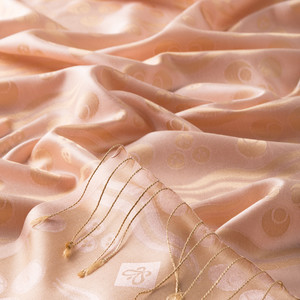 Powder Pink Cintemani Jacquard Silk Scarf - Thumbnail
