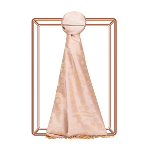 Powder Pink Cintemani Jacquard Silk Scarf - Thumbnail