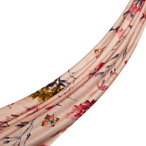 Powder Pink Clover Garden Print Modal Silk Scarf - Thumbnail