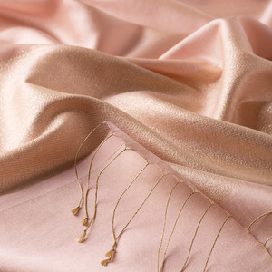 Powder Pink Duchess Lurex Silk Scarf - Thumbnail