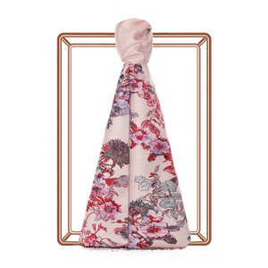 Powder Pink Exotic Amazon Print Silk Scarf - Thumbnail