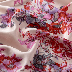 Powder Pink Exotic Amazon Print Silk Scarf - Thumbnail