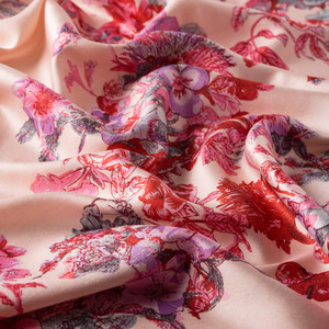 Powder Pink Exotic Amazon Print Silk Scarf - Thumbnail