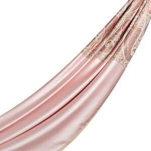 Powder Pink Jacquard Hand Woven Prime Silk Scarf - Thumbnail