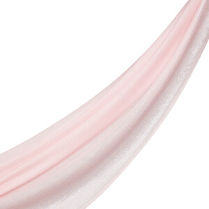 Powder Pink Lurex Border Wool Silk Scarf - Thumbnail