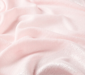 Powder Pink Lurex Border Wool Silk Scarf - Thumbnail