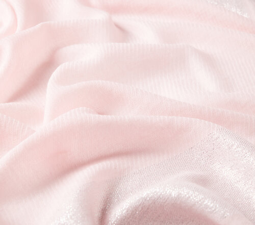 Powder Pink Lurex Border Wool Silk Scarf