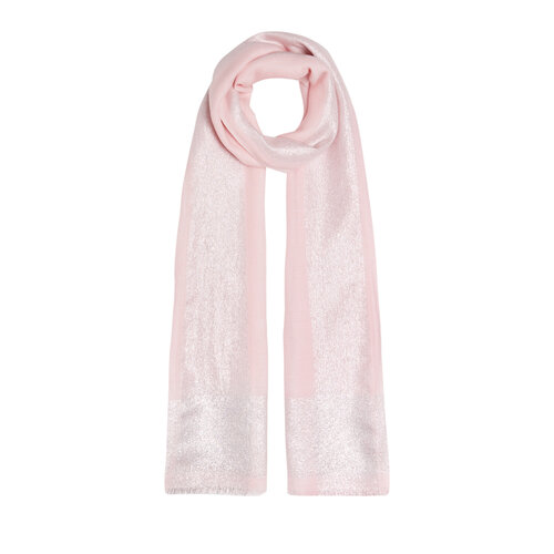 Powder Pink Lurex Border Wool Silk Scarf