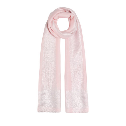 Powder Pink Lurex Border Wool Silk Scarf