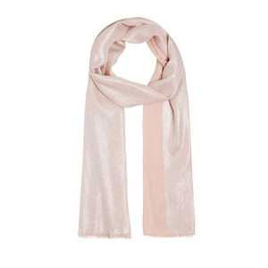 Powder Pink Lurex Cotton Silk Scarf - Thumbnail