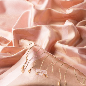 Powder Pink Nev Garden Jacquard Silk Scarf - Thumbnail