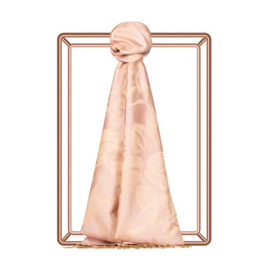 Powder Pink Nev Garden Jacquard Silk Scarf - Thumbnail