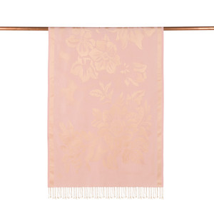 ipekevi - Powder Pink Nev Garden Jacquard Silk Scarf (1)