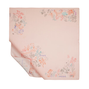 Powder Pink Pretty Garden Twill Silk Scarf - Thumbnail