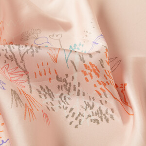 Powder Pink Pretty Garden Twill Silk Scarf - Thumbnail