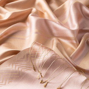 Powder Pink Retro Zigzag Silk Scarf - Thumbnail