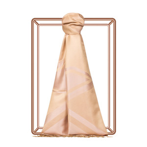 Powder Pink Retro Zigzag Silk Scarf - Thumbnail