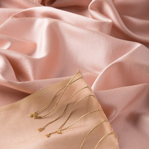 Powder Pink Reversible Silk Scarf - Thumbnail
