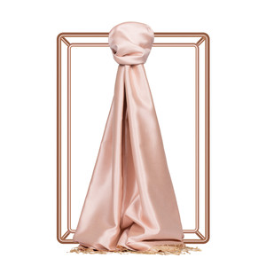 Powder Pink Reversible Silk Scarf - Thumbnail