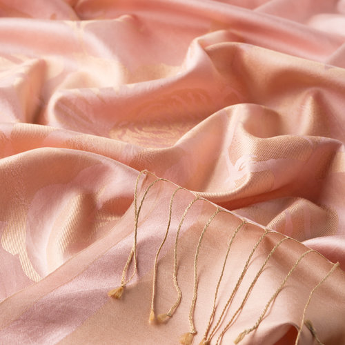 Powder Pink Royal Garden Jacquard Silk Scarf