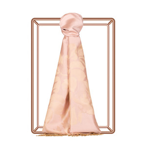 Powder Pink Royal Garden Jacquard Silk Scarf - Thumbnail